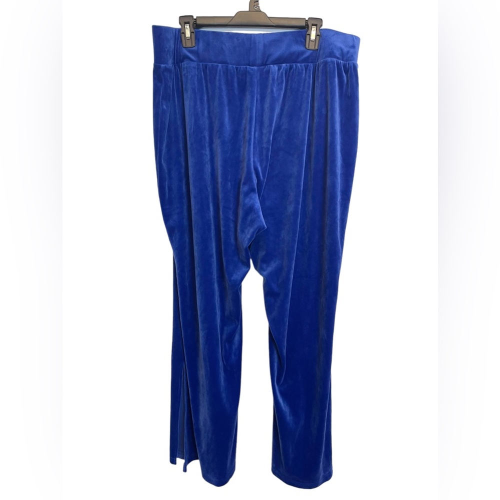 Juicy Couture Velvet Blue Slit Sides Wide Leg Pull on Sweatpants Size 1x - Picture 3 of 15